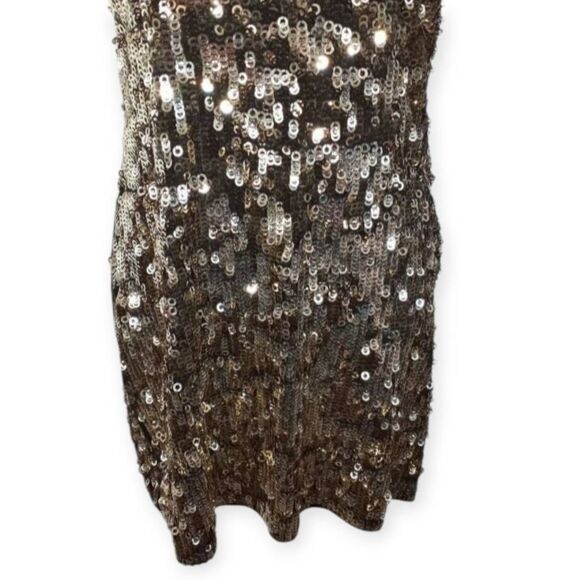 EXPRESS BLACK & GOLD SEQUIN SHIFT DRESS SZ.S EUC. - Picture 4 of 9